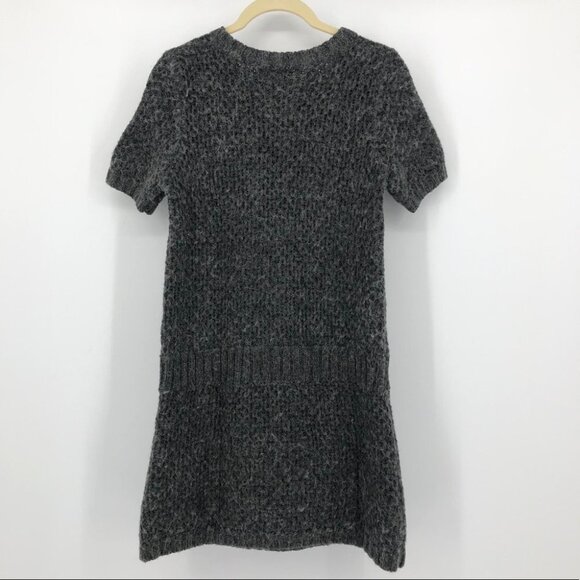 BCBGMaxazria Wool & Alpaca buttoned grey sweater mini dress - Picture 8 of 13